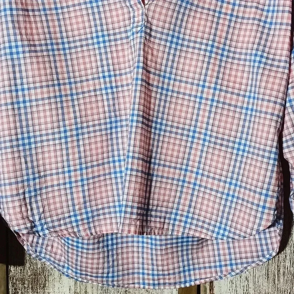 J. Crew Cotton cowgirl gingham pullover v-neck partial button up long sleeve - Picture 4 of 9